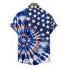 Chemise homme à manches courtes et boutons, motif tourbillonnant, motif drapeau américain, motif tie-dye, pour le jour de l'indépendance - Bleu de Minuit 5XL