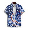 Chemise homme à manches courtes et boutons, motif tourbillonnant, motif drapeau américain, motif tie-dye, pour le jour de l'indépendance - Bleu de Minuit 5XL