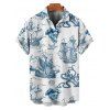 Chemise de plage à manches courtes et boutons pour homme, motif ancre de voile, étoiles de mer, crânes, éléments océaniques - Vert 2XL