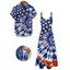 Independence Day Couple Outfit American Flag Elements Tie Dye Swirl Pattern Pocket Dress and Button Up Shirt Patriotic Matching Outfit - Bleu de Minuit S | US 4