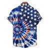 Independence Day Couple Outfit American Flag Elements Tie Dye Swirl Pattern Pocket Dress and Button Up Shirt Patriotic Matching Outfit - Bleu de Minuit S | US 4