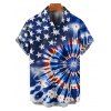 Independence Day Couple Outfit American Flag Elements Tie Dye Swirl Pattern Pocket Dress and Button Up Shirt Patriotic Matching Outfit - Bleu de Minuit S | US 4