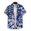 Independence Day Couple Outfit American Flag Elements Tie Dye Swirl Pattern Pocket Dress and Button Up Shirt Patriotic Matching Outfit - Bleu de Minuit S | US 4