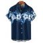 Chemise de vacances à motif de fleurs d'hibiscus pour homme, chemise décontractée à manches courtes et boutons retroussables - Bleu de Minuit 5XL