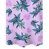 Robe hawaïenne à imprimé plantes tropicales, bretelles spaghetti, col en V, coupe trapèze, mini-robe de vacances - Mauve XXXXXL | US 20