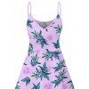 Robe hawaïenne à imprimé plantes tropicales, bretelles spaghetti, col en V, coupe trapèze, mini-robe de vacances - Mauve XXXXXL | US 20