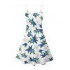 Robe hawaïenne à imprimé plantes tropicales, bretelles spaghetti, col en V, coupe trapèze, mini-robe de vacances - Blanc XXXXXL | US 20