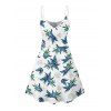 Robe hawaïenne à imprimé plantes tropicales, bretelles spaghetti, col en V, coupe trapèze, mini-robe de vacances - Blanc XXXXXL | US 20