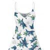 Robe hawaïenne à imprimé plantes tropicales, bretelles spaghetti, col en V, coupe trapèze, mini-robe de vacances - Blanc XXXXXL | US 20