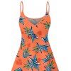 Robe hawaïenne à imprimé plantes tropicales, bretelles spaghetti, col en V, coupe trapèze, mini-robe de vacances - Orange XXXXXL | US 20