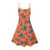 Robe hawaïenne à imprimé plantes tropicales, bretelles spaghetti, col en V, coupe trapèze, mini-robe de vacances - Orange XXXXXL | US 20