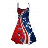 Robe de fête de l'indépendance à motif parachute et éléments du drapeau américain, bretelles spaghetti, col en V, coupe trapèze, mini-robe débardeur patriotique - multicolor A XXXXXL | US 20