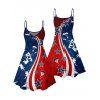 Robe de fête de l'indépendance à motif parachute et éléments du drapeau américain, bretelles spaghetti, col en V, coupe trapèze, mini-robe débardeur patriotique - multicolor A XXXXXL | US 20