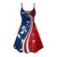 Robe de fête de l'indépendance à motif parachute et éléments du drapeau américain, bretelles spaghetti, col en V, coupe trapèze, mini-robe débardeur patriotique - multicolor A XXXXXL | US 20