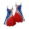 Robe de fête de l'indépendance à rayures étoilées et éléments du drapeau américain, robe mini-débardeur patriotique à bretelles spaghetti et col en V - multicolor A XXXXXL | US 20