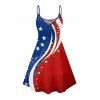 Robe de fête de l'indépendance à rayures étoilées et éléments du drapeau américain, robe mini-débardeur patriotique à bretelles spaghetti et col en V - multicolor A XXXXXL | US 20