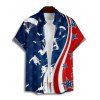 Chemise patriotique à manches courtes et boutons pour homme, motif parachute, drapeau américain, jour de l'indépendance - multicolor A 5XL