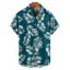Chemise de vacances à manches courtes et boutons pour homme, motif feuilles, décontractée et retroussée - Noir M
