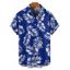 Chemise de vacances à manches courtes et boutons pour homme, motif feuilles, décontractée et retroussée - Noir M