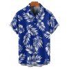 Vacation Couple Outfit Ruched Bust Leaf Pattern See Thru Swim Top and Boyshorts Tankini Swimsuit and Button Up Shirt Beach Matching Outfit - Bleu profond S | US 4