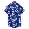 Vacation Couple Outfit Ruched Bust Leaf Pattern See Thru Swim Top and Boyshorts Tankini Swimsuit and Button Up Shirt Beach Matching Outfit - Bleu profond S | US 4