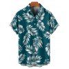 Vacation Couple Outfit Ruched Bust Leaf Pattern See Thru Swim Top and Boyshorts Tankini Swimsuit and Button Up Shirt Beach Matching Outfit - Vert profond S | US 4