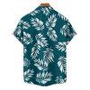 Vacation Couple Outfit Ruched Bust Leaf Pattern See Thru Swim Top and Boyshorts Tankini Swimsuit and Button Up Shirt Beach Matching Outfit - Vert profond S | US 4