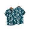 Vacation Couple Outfit Ruched Bust Leaf Pattern See Thru Swim Top and Boyshorts Tankini Swimsuit and Button Up Shirt Beach Matching Outfit - Vert profond S | US 4