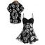 Vacation Couple Outfit Ruched Bust Leaf Pattern See Thru Swim Top and Boyshorts Tankini Swimsuit and Button Up Shirt Beach Matching Outfit - Bleu profond S | US 4