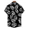 Vacation Couple Outfit Ruched Bust Leaf Pattern See Thru Swim Top and Boyshorts Tankini Swimsuit and Button Up Shirt Beach Matching Outfit - Noir S | US 4