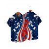 Independence Day Couple Outfit American Flag Elements Parachute Pattern Spaghetti Strap Tank Dress and Button Up Shirt Patriotic Matching Outfit - multicolor A S | US 4