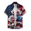 Chemise homme à manches courtes et boutons, motif drapeau américain, étoiles, rayures et roses, pour le jour de l'indépendance - Noir 5XL