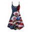 Robe de fête de l'indépendance à rayures étoiles et drapeau américain rose, bretelles spaghetti, col en V, coupe trapèze, mini-robe débardeur patriotique - Noir XXXXXL | US 20