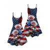 Robe de fête de l'indépendance à rayures étoiles et drapeau américain rose, bretelles spaghetti, col en V, coupe trapèze, mini-robe débardeur patriotique - Noir XXXXXL | US 20