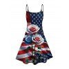 Robe de fête de l'indépendance à rayures étoiles et drapeau américain rose, bretelles spaghetti, col en V, coupe trapèze, mini-robe débardeur patriotique - Noir XXXXXL | US 20