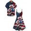 Independence Day Couple Outfit Rose American Flag Star Striped Pattern Spaghetti Strap Tank Dress and Button Up Shirt Patriotic Matching Outfit - multicolor A S | US 4