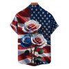 Independence Day Couple Outfit Rose American Flag Star Striped Pattern Spaghetti Strap Tank Dress and Button Up Shirt Patriotic Matching Outfit - multicolor A S | US 4