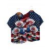 Independence Day Couple Outfit Rose American Flag Star Striped Pattern Spaghetti Strap Tank Dress and Button Up Shirt Patriotic Matching Outfit - multicolor A S | US 4