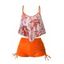 Maillot de bain deux pièces à bretelles spaghetti et ourlet pointu, motif feuilles tropicales, tankini de plage et shorty cintré. - Orange XL | US 10