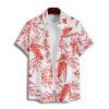 Chemise de plage à manches courtes et boutons pour homme, motif feuilles tropicales, à revers, idéale pour les vacances - Orange 5XL