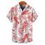 Chemise de plage à manches courtes et boutons pour homme, motif feuilles tropicales, à revers, idéale pour les vacances - Orange 5XL