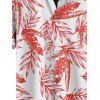 Chemise de plage à manches courtes et boutons pour homme, motif feuilles tropicales, à revers, idéale pour les vacances - Orange 5XL