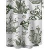 Chemise de plage à manches courtes et boutons pour homme, motif ancre de voile, étoiles de mer, crânes, éléments océaniques - Vert profond 5XL