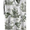 Chemise de plage à manches courtes et boutons pour homme, motif ancre de voile, étoiles de mer, crânes, éléments océaniques - Vert profond 5XL