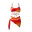 Maillot de bain bikini trois pièces de plage, soutien-gorge croisé ombré et slip taille haute, jupe transparente nouée sur le côté, maillots de bain de vacances - Vert XL | US 10