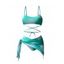 Maillot de bain bikini trois pièces de plage, soutien-gorge croisé ombré et slip taille haute, jupe transparente nouée sur le côté, maillots de bain de vacances - Vert XL | US 10