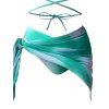 Maillot de bain bikini trois pièces de plage, soutien-gorge croisé ombré et slip taille haute, jupe transparente nouée sur le côté, maillots de bain de vacances - Vert XL | US 10