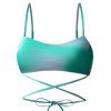 Maillot de bain bikini trois pièces de plage, soutien-gorge croisé ombré et slip taille haute, jupe transparente nouée sur le côté, maillots de bain de vacances - Vert XL | US 10