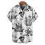 T-Shirt Manches Courtes à Imprimé Voilier Crâne et Etoile de Mer avec Boutons pour Hommes - Bleu profond 2XL