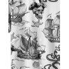 Chemise de plage à manches courtes et boutons pour homme, motif ancre de voile, étoiles de mer, crânes, éléments océaniques - Noir 5XL